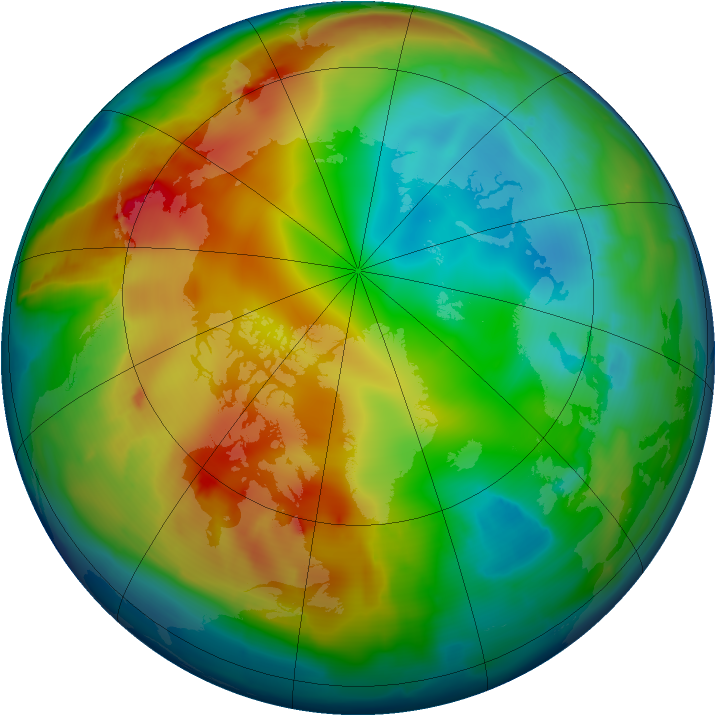 Arctic ozone map for 01 January 2013